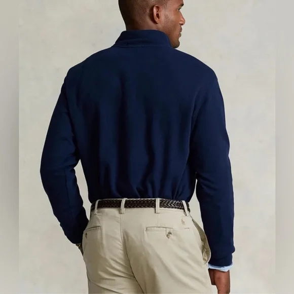 Polo Ralph Lauren Big & Tall Estate Rib Quarter-Zip Pullover Navy Blue XXL - Picture 2 of 13
